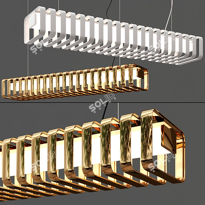 Modern Sleek Spine Aluminium Pendant 3D model image 2