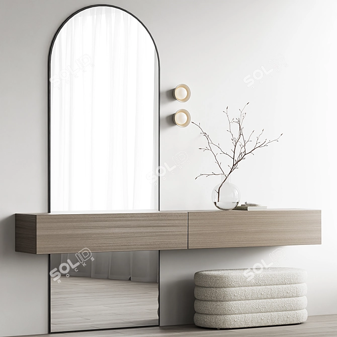 Entryway Set with Mirror & Wall Cabinet 3D model image 1