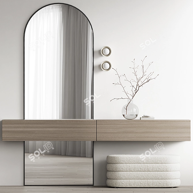 Entryway Set with Mirror & Wall Cabinet 3D model image 3