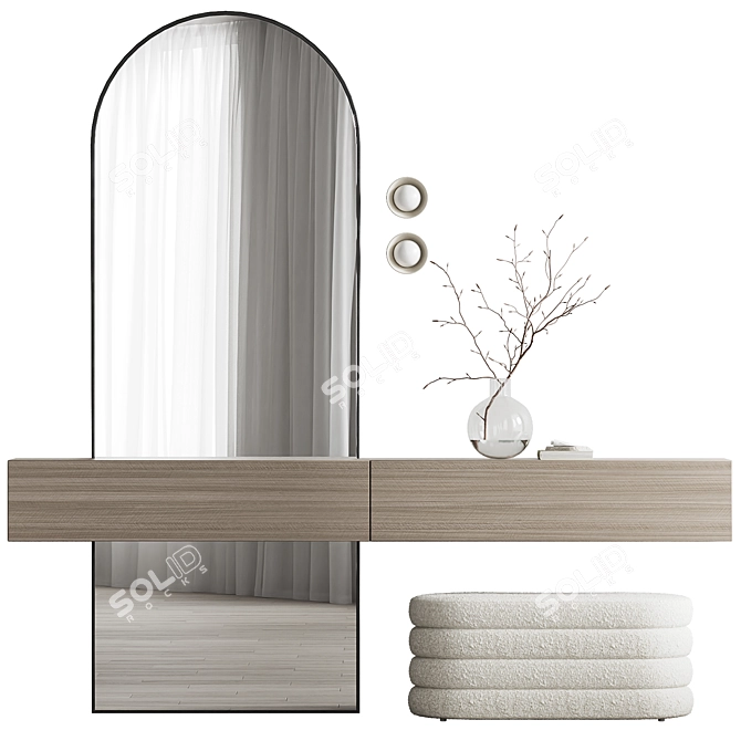 Entryway Set with Mirror & Wall Cabinet 3D model image 4