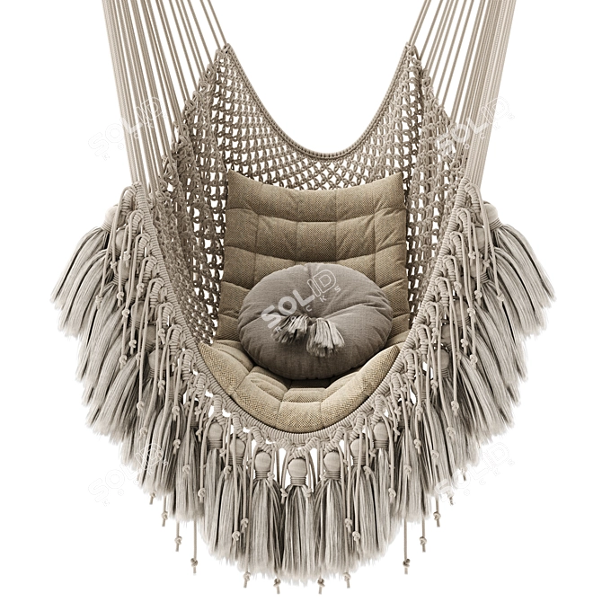 Boho Macrame Hammock Bed 3D model image 2