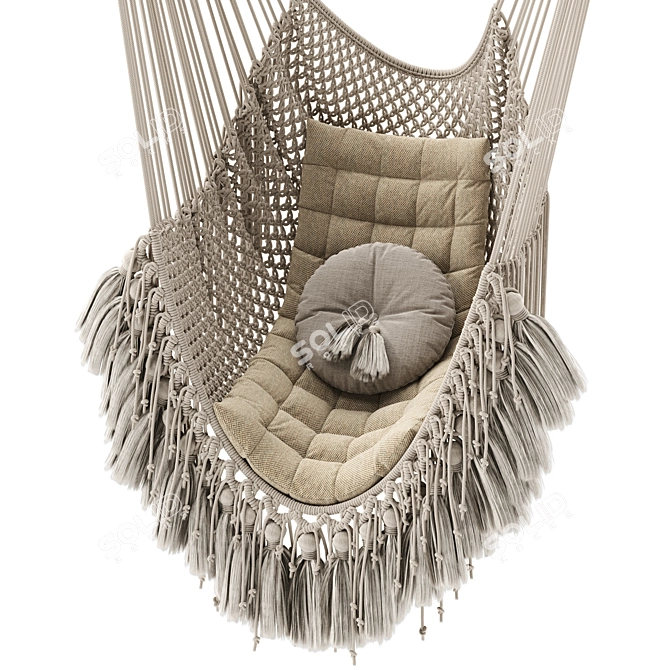 Boho Macrame Hammock Bed 3D model image 6