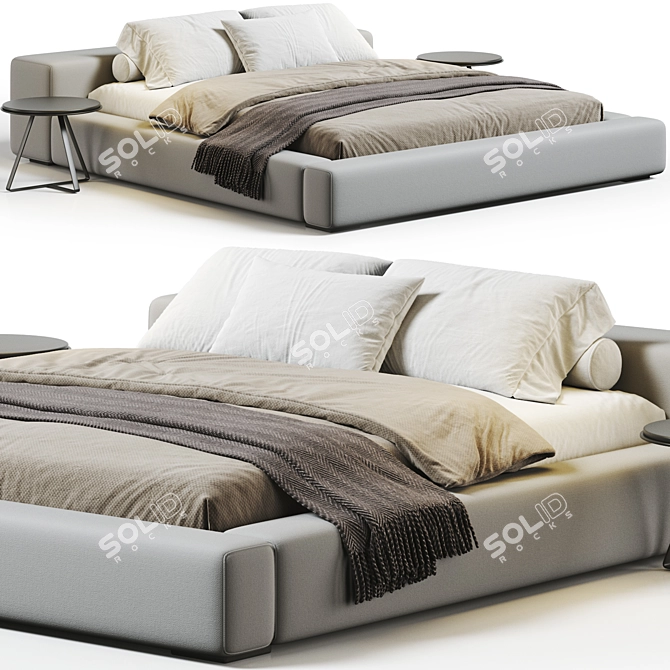 Sleek Low Bed Mapped UV 3D model image 1