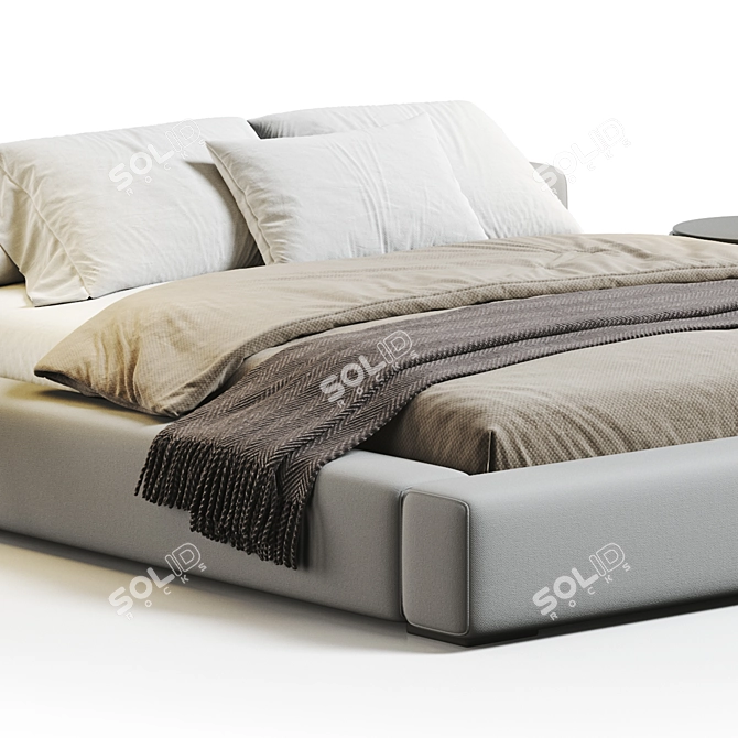 Sleek Low Bed Mapped UV 3D model image 2