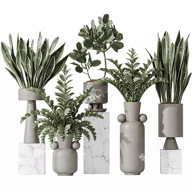 Modern Indoor Plant Set Collection 3D model image 1
