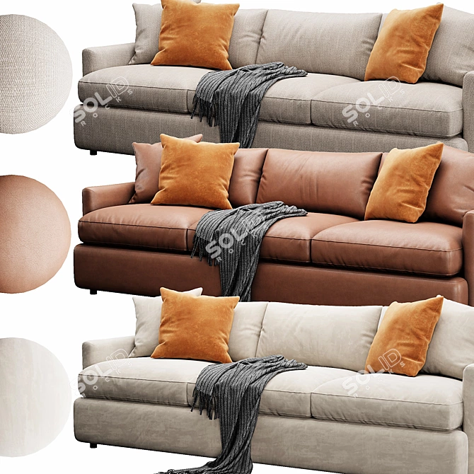 Versatile Lounge Sofa | Dimensional Elegance 3D model image 2