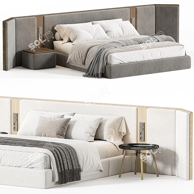 Vintage Double Bed 11 3D model image 1