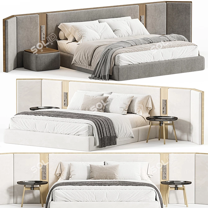 Vintage Double Bed 11 3D model image 2