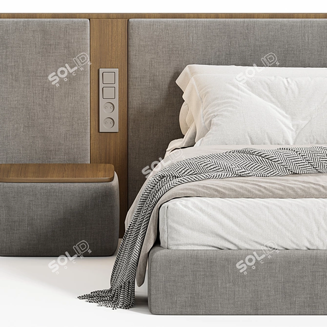 Vintage Double Bed 11 3D model image 5