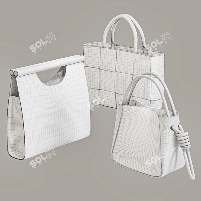 Elegant Trio of Women's Bags 3D model image 5