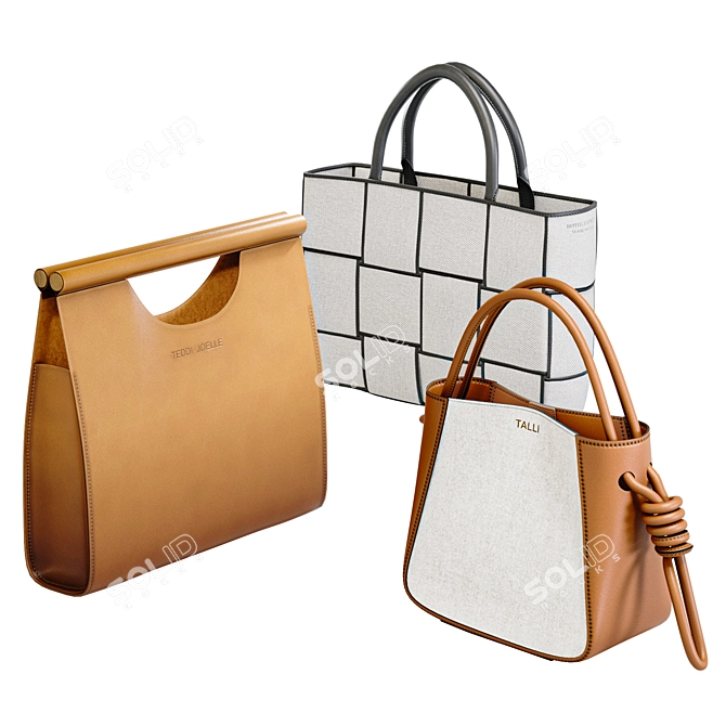 Elegant Trio of Women's Bags 3D model image 6