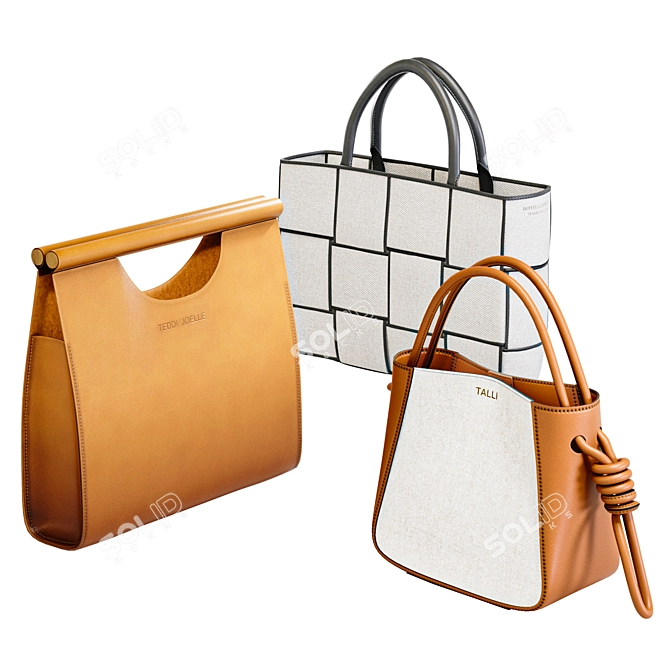 Elegant Trio of Women's Bags 3D model image 10