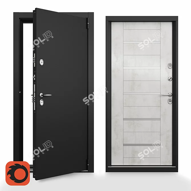 Ultimate Cold-Resistant Outdoor Door 3D model image 1