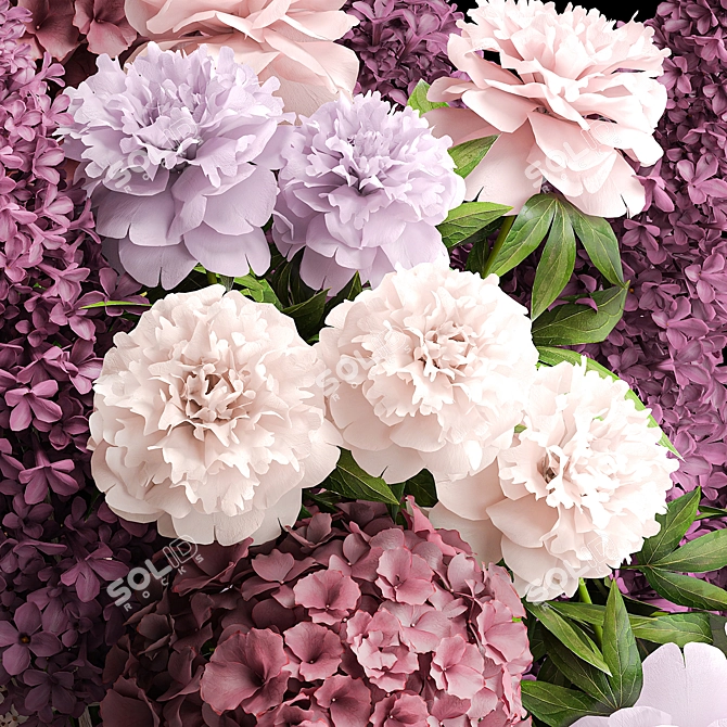 Elegant Spring Blossom Bouquet 3D model image 2