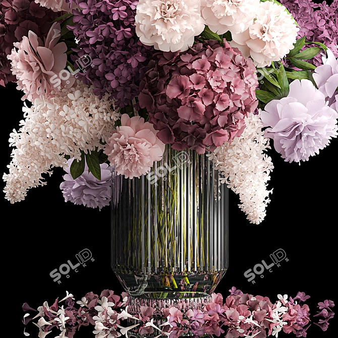 Elegant Spring Blossom Bouquet 3D model image 5