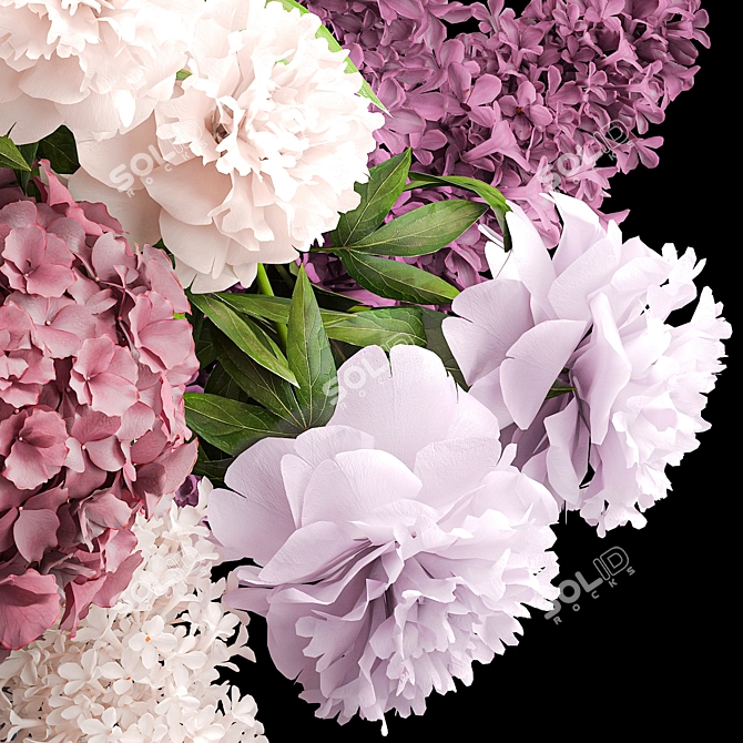 Elegant Spring Blossom Bouquet 3D model image 6