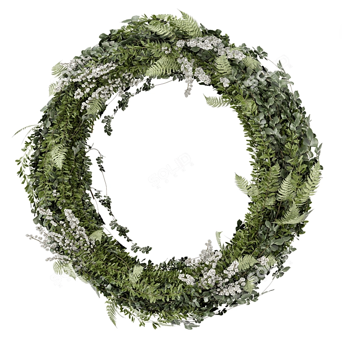 Elegant Indoor Wreath Plant Set 3D model image 1