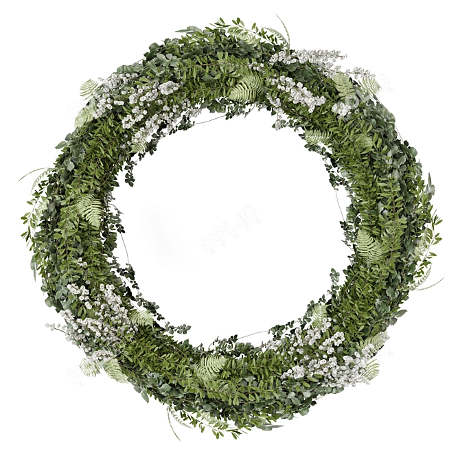 Elegant Indoor Wreath Plant Set 3D model image 2