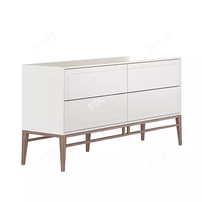 Modern Grey Sideboard with Walnut Veneer 3D model image 2