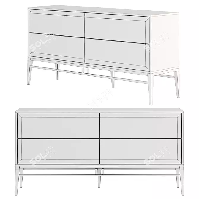 Modern Grey Sideboard with Walnut Veneer 3D model image 3