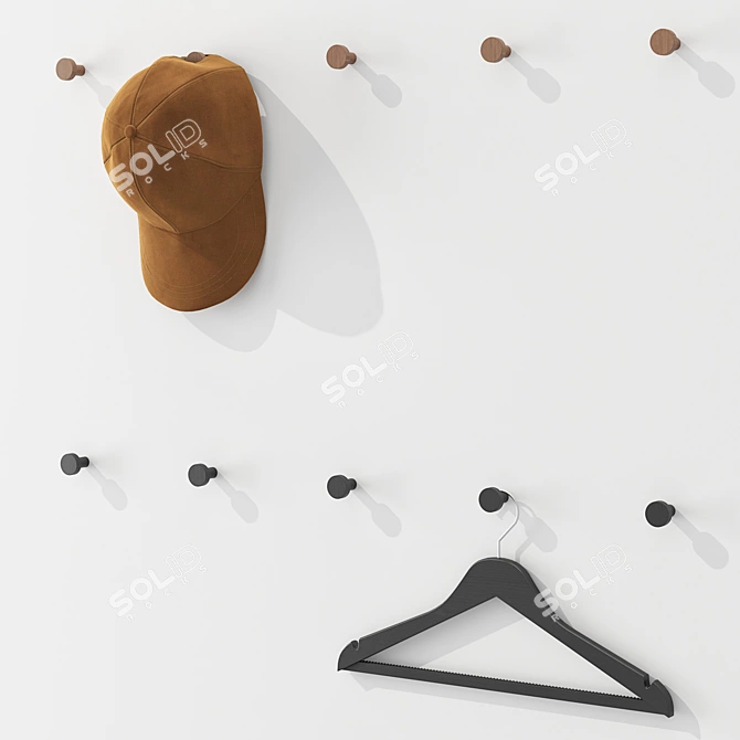 Coat & Cap Set with Hooks 3D model image 2