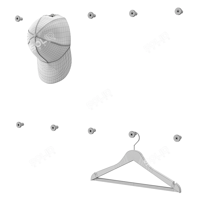 Coat & Cap Set with Hooks 3D model image 6