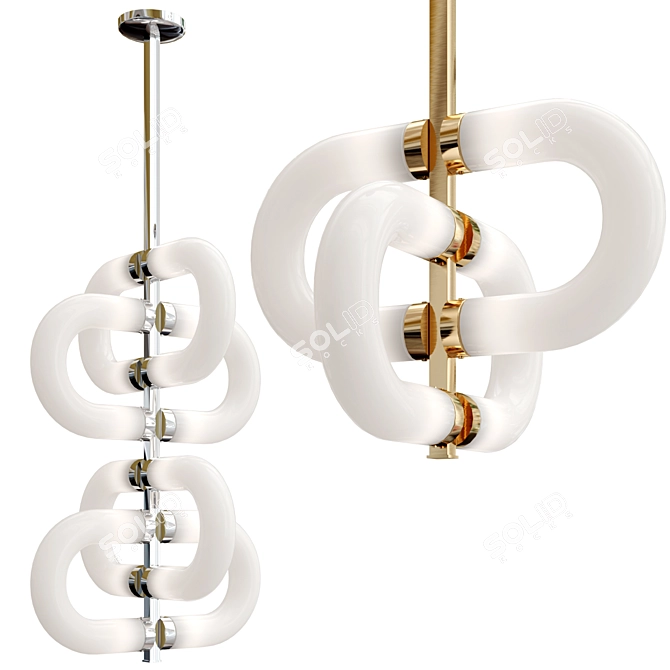 Handmade Brass Chain Pendant Lamp 3D model image 1