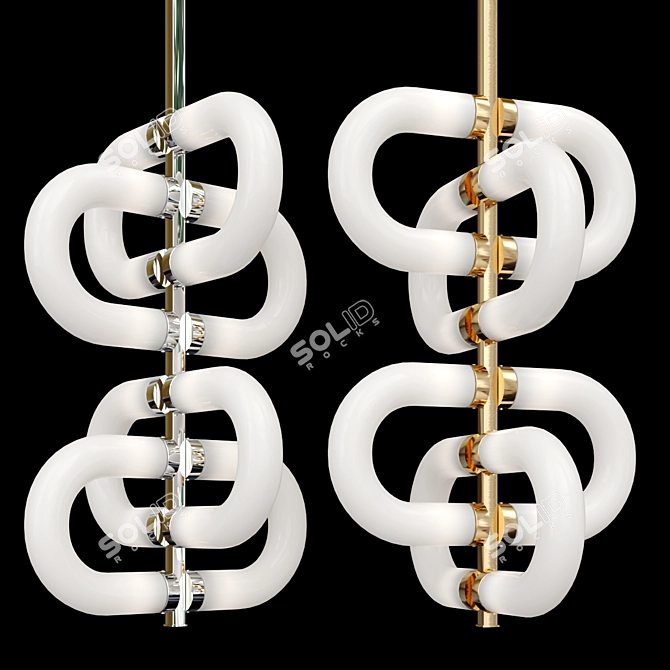 Handmade Brass Chain Pendant Lamp 3D model image 3