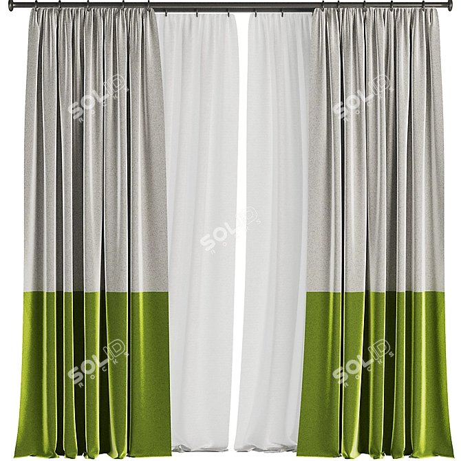 Modern Curtain Set M60 3D model image 1