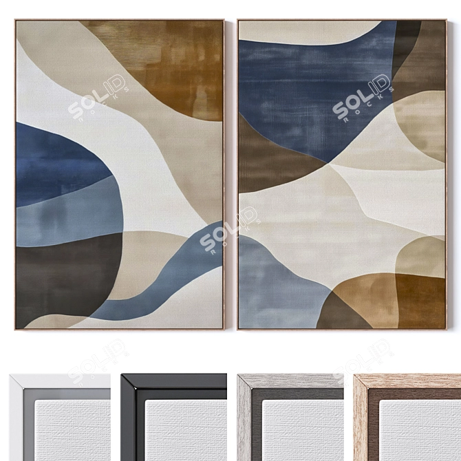 Modern Large Wall Art Set 3D model image 1