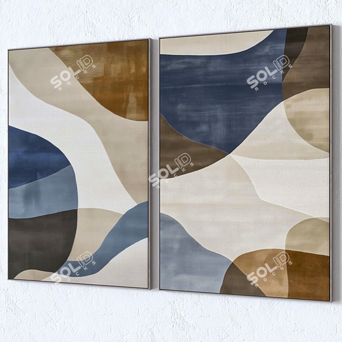 Modern Large Wall Art Set 3D model image 4