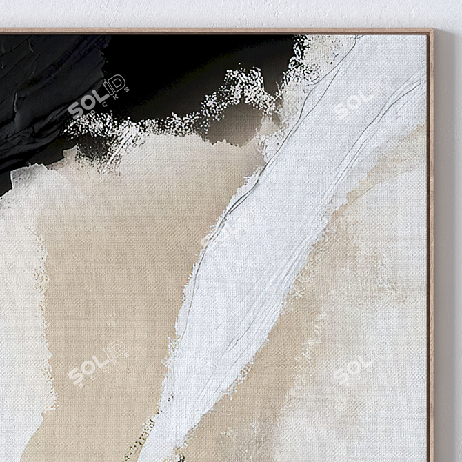 Large Wall Paintings Set with Textured Frames 3D model image 5