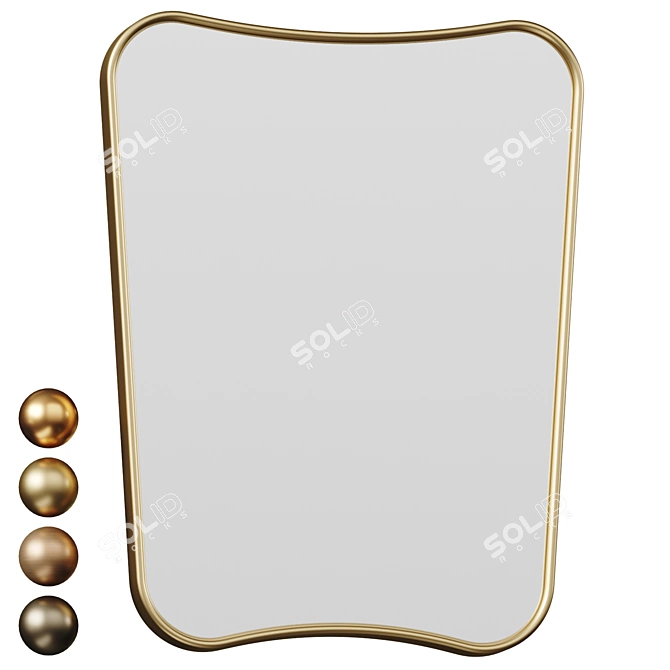 Mid-Century Brass Accent Mirror 3D model image 1