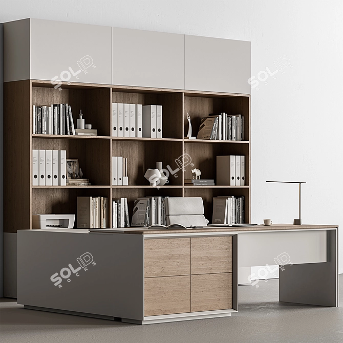 Executive Office Desk - Modern Design 3D model image 1
