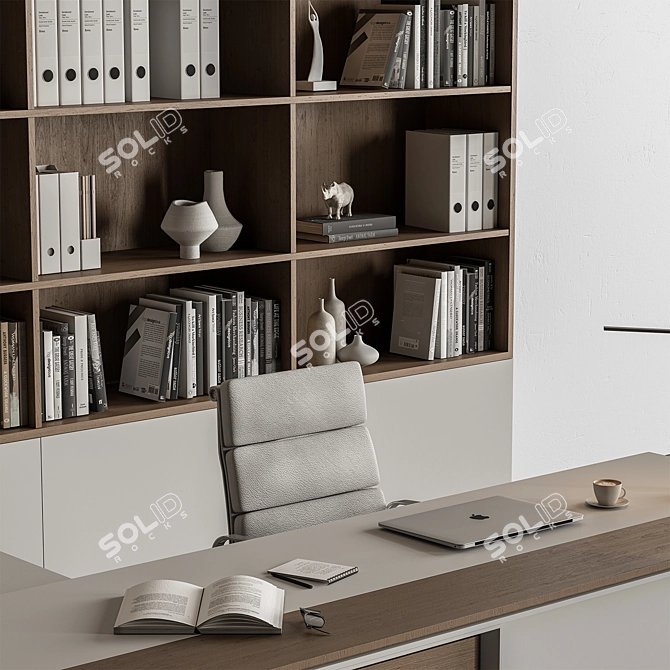 Executive Office Desk - Modern Design 3D model image 2