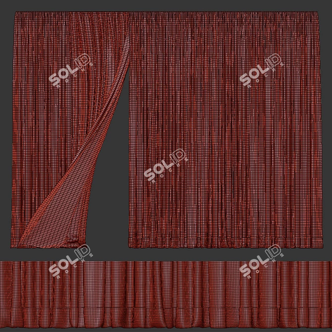 Elegant Velvet Window Curtain 3D model image 2