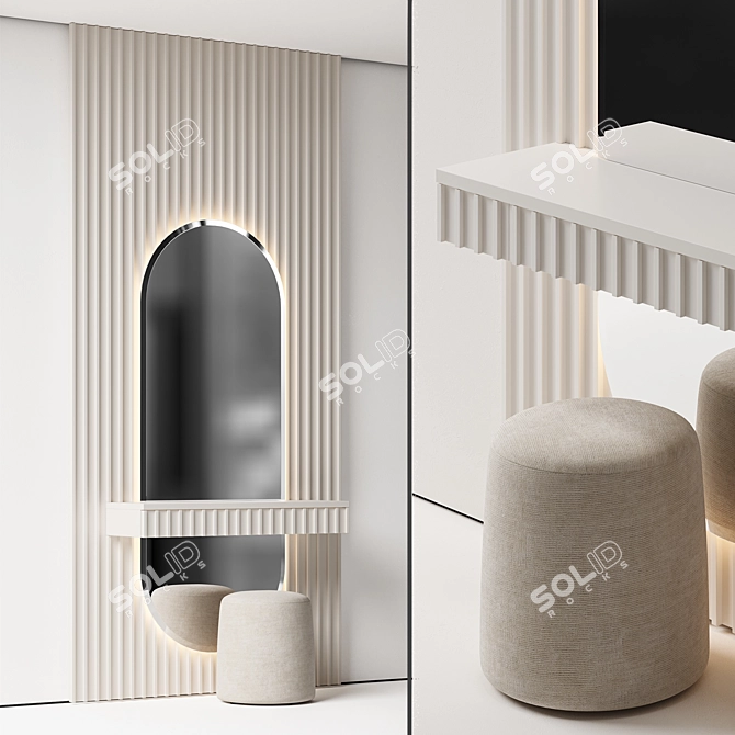 Elegant Vanity Table with Mirror 3D model image 1