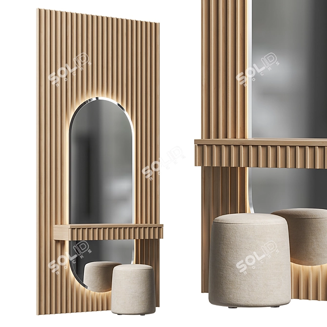 Elegant Vanity Table with Mirror 3D model image 2