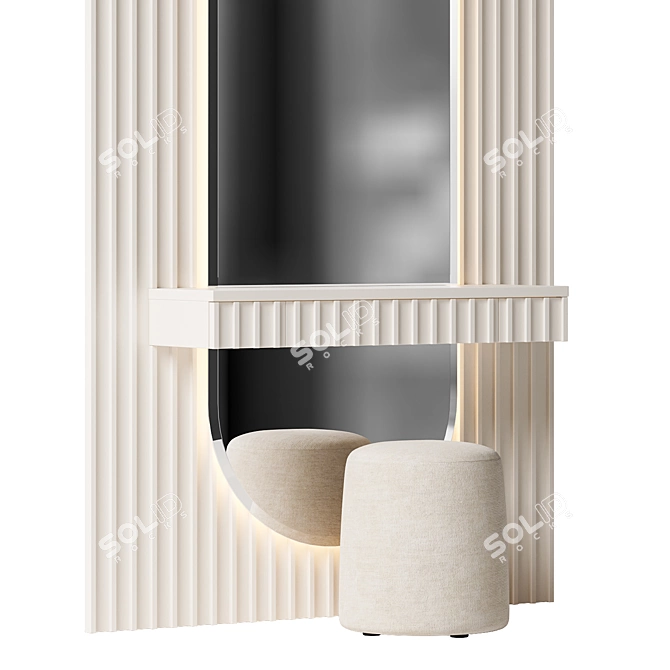 Elegant Vanity Table with Mirror 3D model image 4