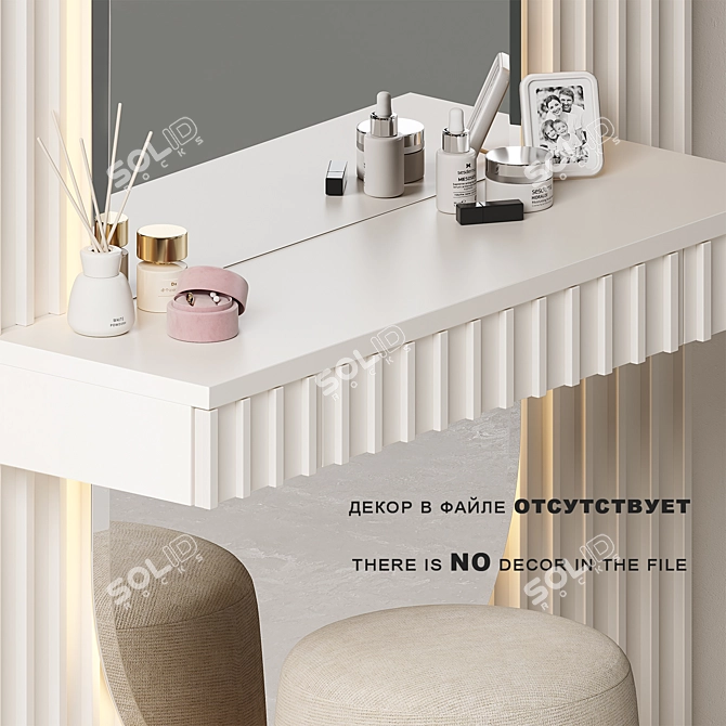 Elegant Vanity Table with Mirror 3D model image 6