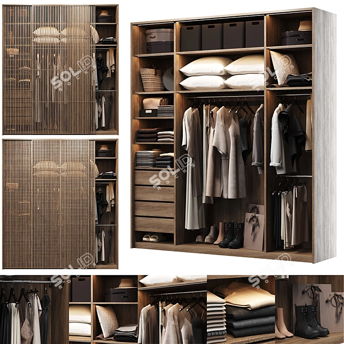 Customizable Wardrobe with Dual Facade Options 3D model image 1