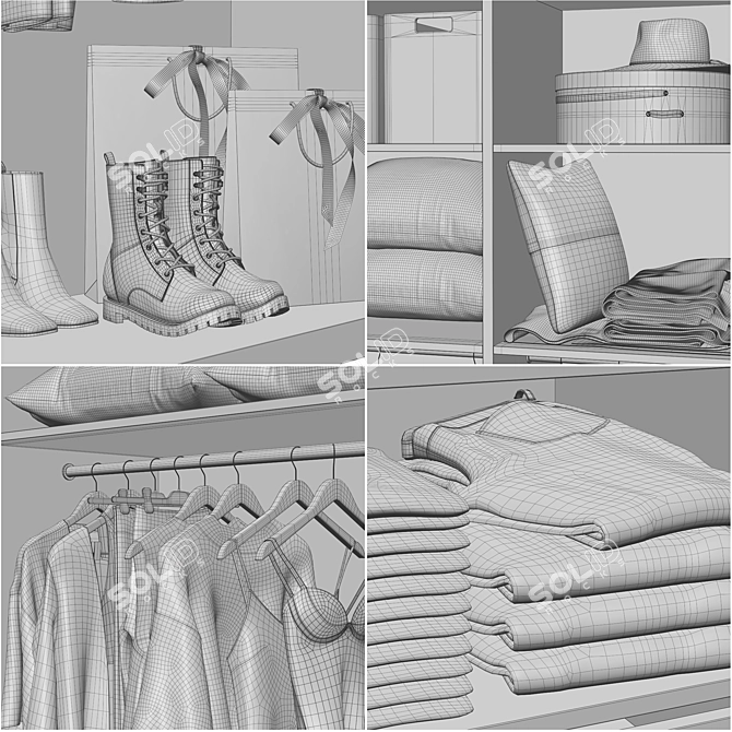 Customizable Wardrobe with Dual Facade Options 3D model image 7