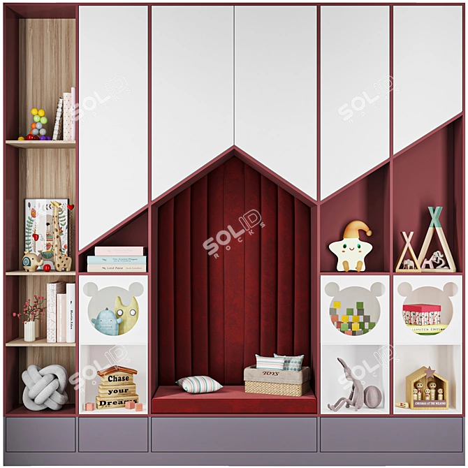 Kids Customizable Modular Wardrobe 3D model image 1