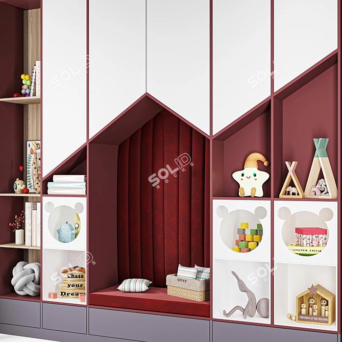 Kids Customizable Modular Wardrobe 3D model image 2