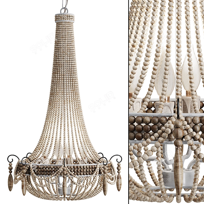 Rustic Bead Chandelier 3D Model 3D model image 1