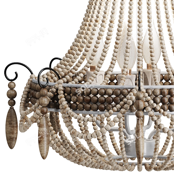 Rustic Bead Chandelier 3D Model 3D model image 4