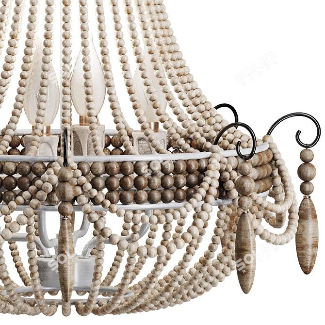 Rustic Bead Chandelier 3D Model 3D model image 5