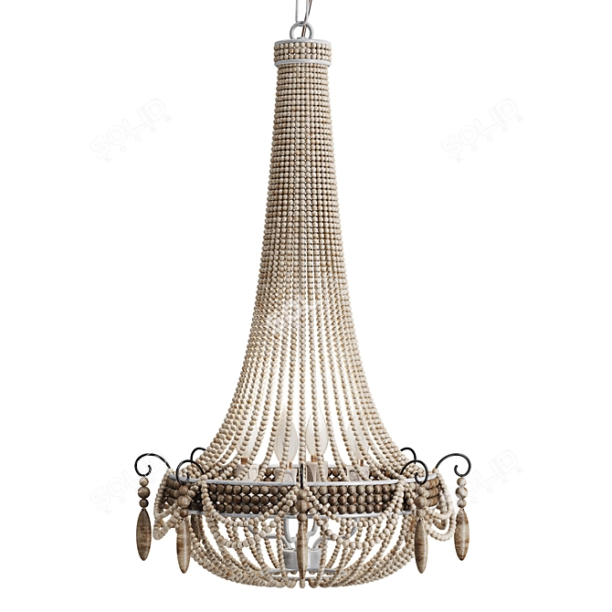 Rustic Bead Chandelier 3D Model 3D model image 6