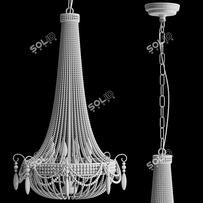 Rustic Bead Chandelier 3D Model 3D model image 7