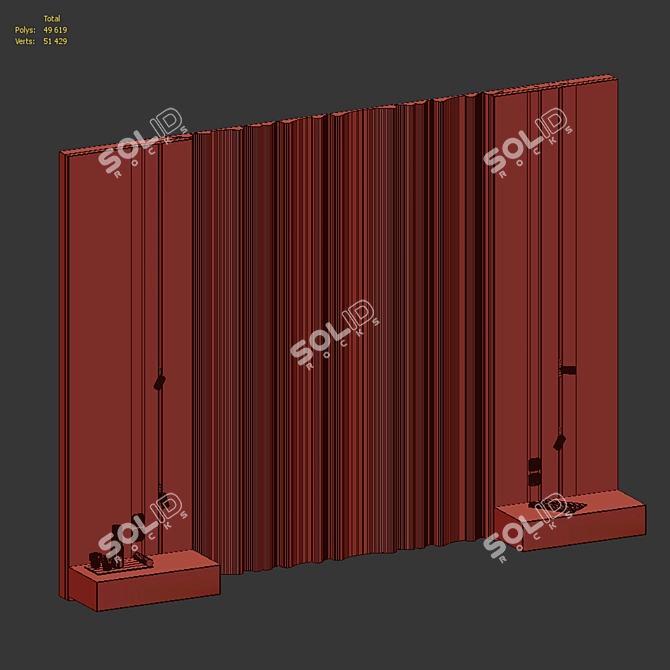 Luxury Molded Wall Headboard 3D model image 6